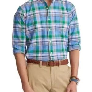 Ralph Lauren Blue and Green Plaid Button-Down Shirt